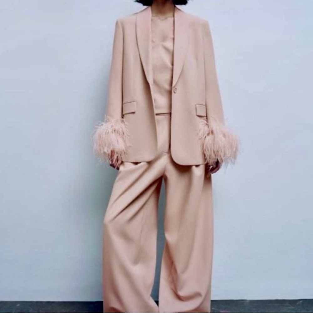 Zara Feather Cuff Sleeve Blazer “Blogger Fav”